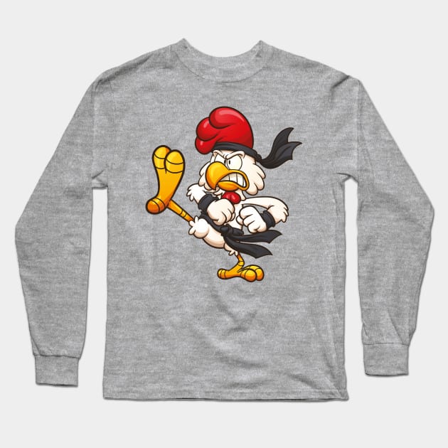 Karate Chicken Long Sleeve T-Shirt by memoangeles